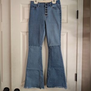 Bamboo Patchwork Flared Women's Jeans Size 11